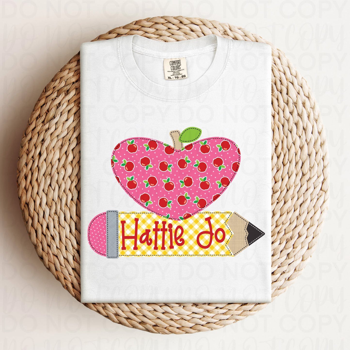 Pencil Heart Faux Applique Personalized