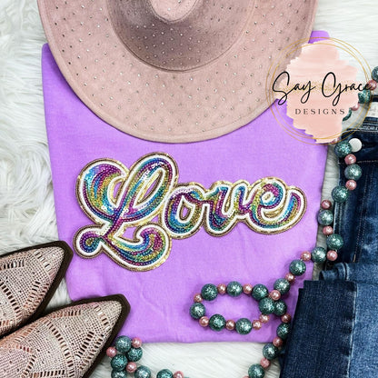 Rainbow Love Sequin Patch