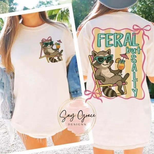 Feral But Salty Racoon-Front and Back