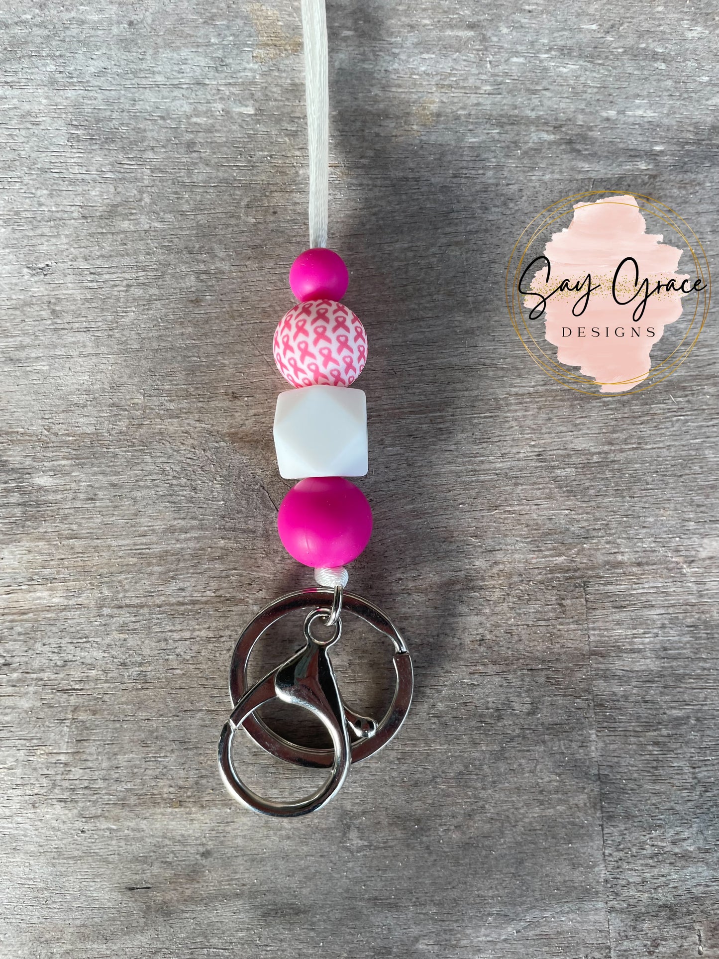 Breast Cancer Awareness Ribbon Lanyard