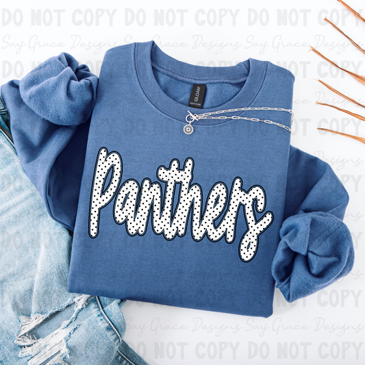 Panthers Polka Dot Script