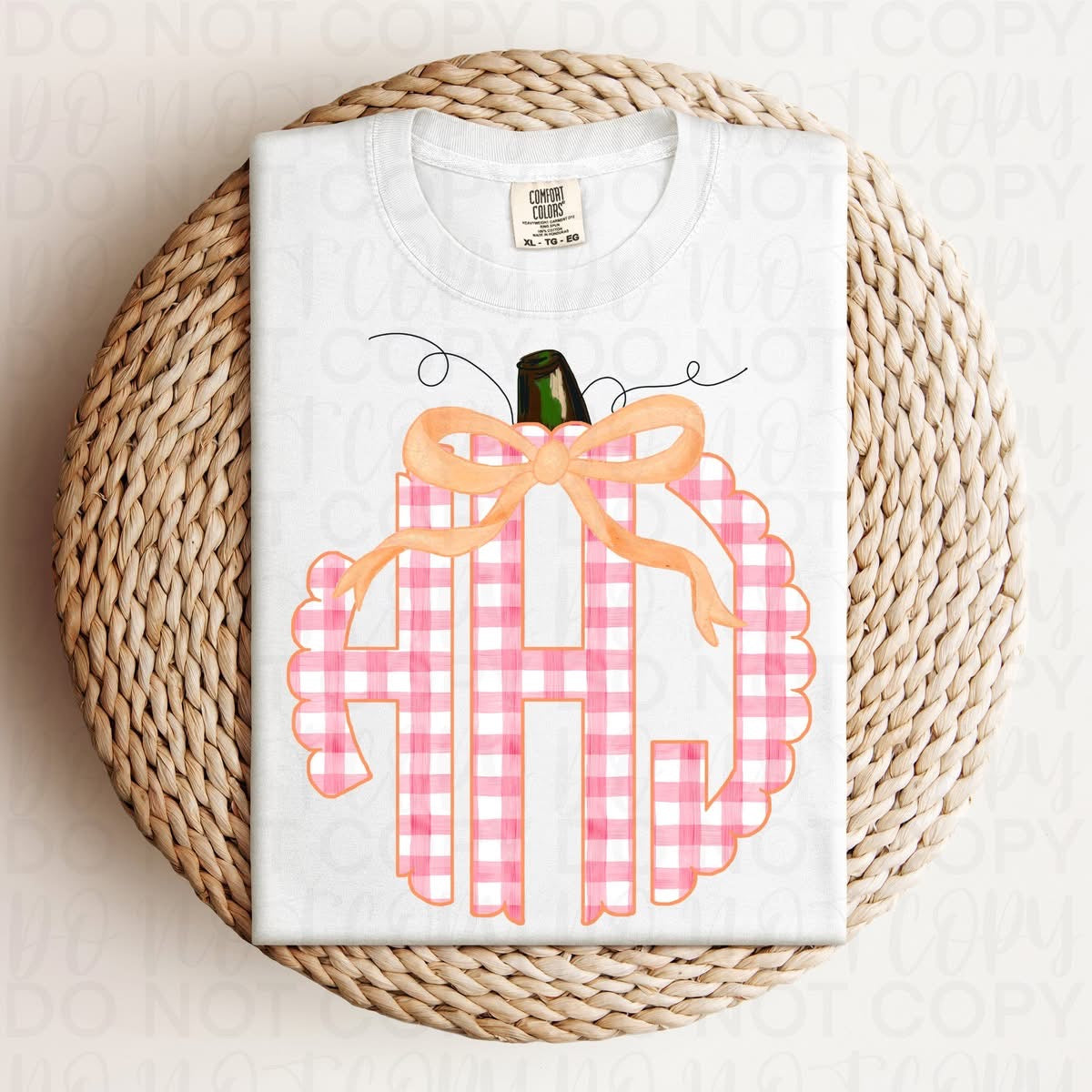 Pumpkin Pink Gingham Monogram