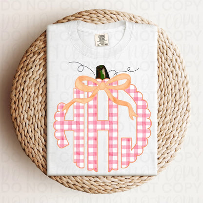 Pumpkin Pink Gingham Monogram