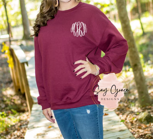 Monogram EMBROIDERED Pocket Sweatshirt