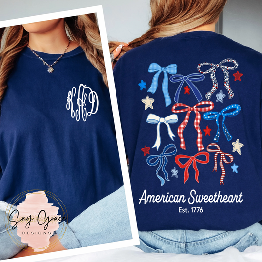 American Sweetheart with Monogram - Front and Back