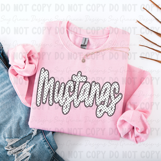 Mustangs Polka Dot Script