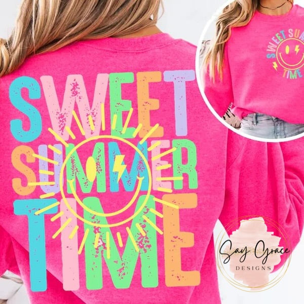 Sweet Summer Time Neon Front and Back
