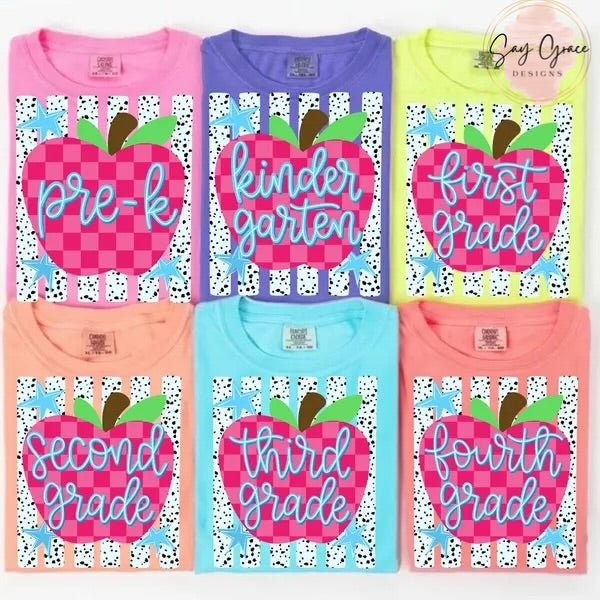 Grade Level Gingham Apple and Dalmatian Stripes