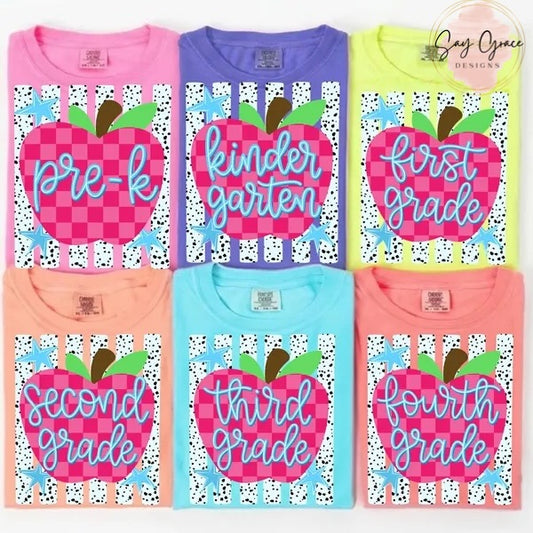Grade Level Gingham Apple and Dalmatian Stripes