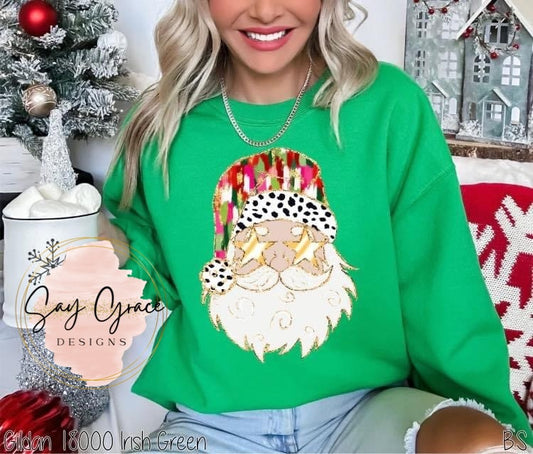 Colorful Faux Glitter Santa