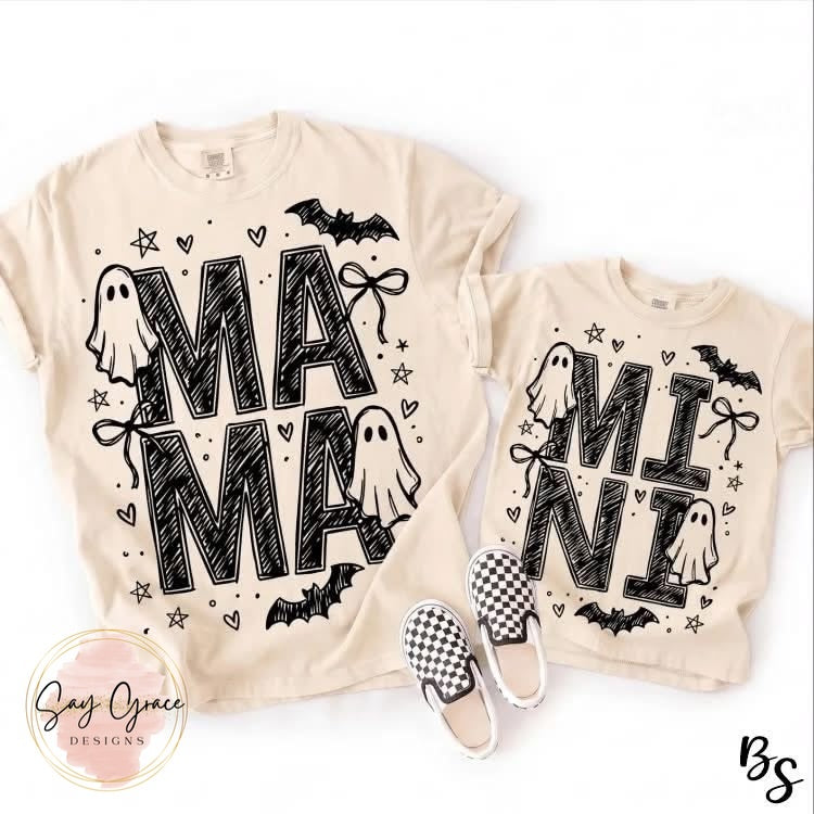 Mama/Mini Ghosts Black