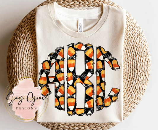 Halloween Candy Corn Monogram