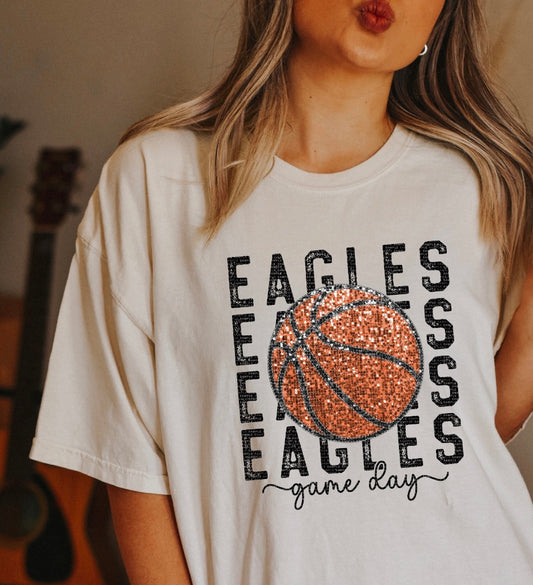 Eagles Basketball Repeat FAUX Sequin/Glitter is