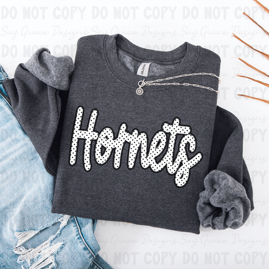 Hornets Polka Dot Script