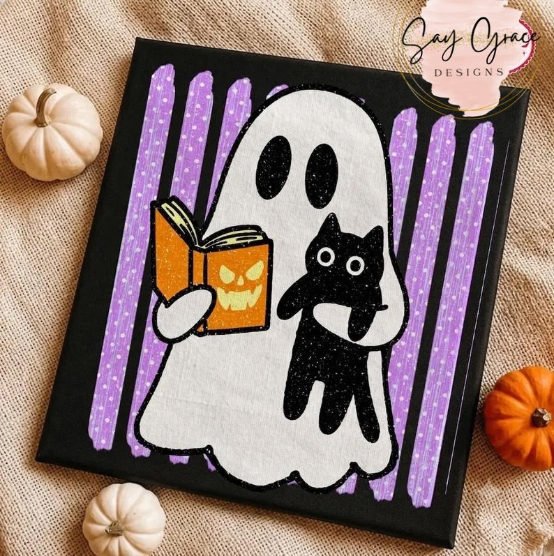Ghost with Book and Cat