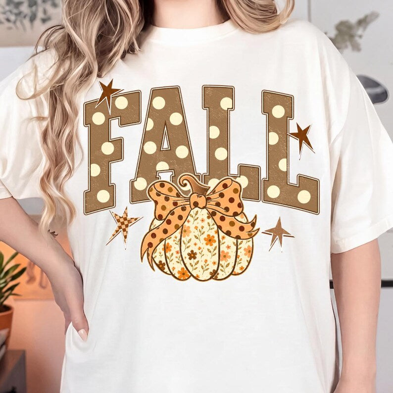 Fall Varsity Polka Dot with Pumpkin