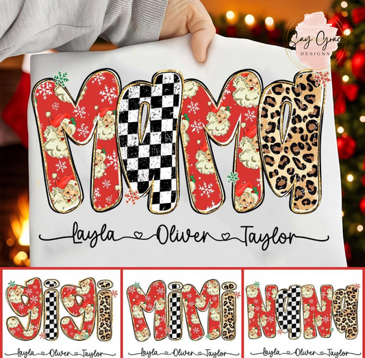 Christmas Leopard/Santa Name Personalized