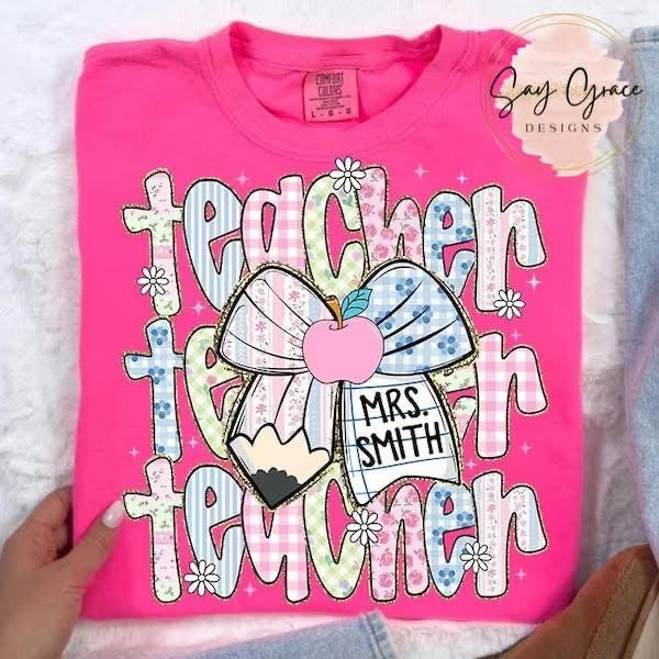 Floral Teacher Repeat Personalized