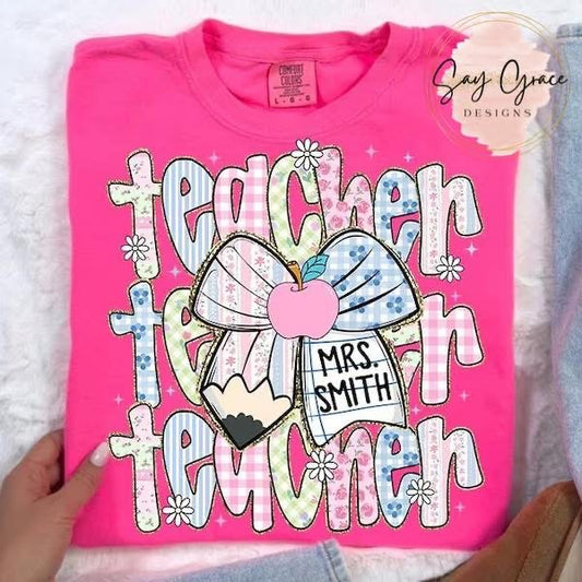 Floral Teacher Repeat Personalized