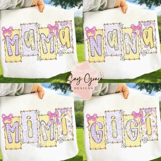 Mama/Mimi/Nana/Gigi Purple/Yellow