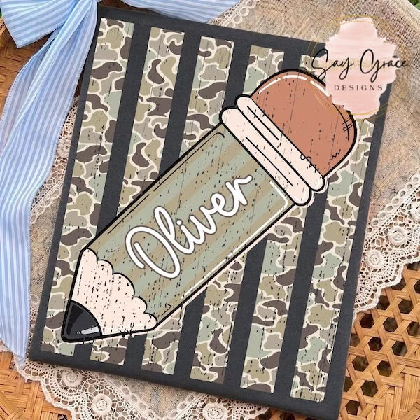 Pencil Camo Stripe Personalized