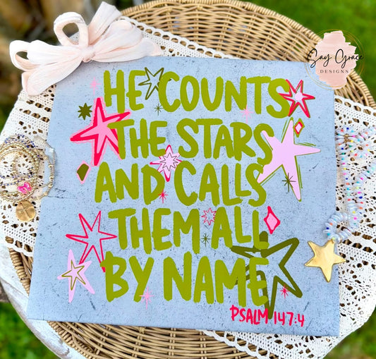He Counts the Stars Lime Green