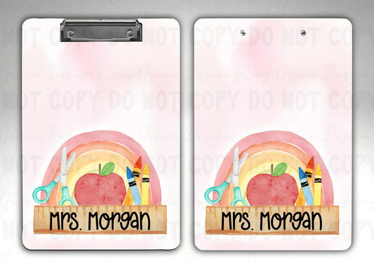 Rainbow Apple Personalized Clipboard