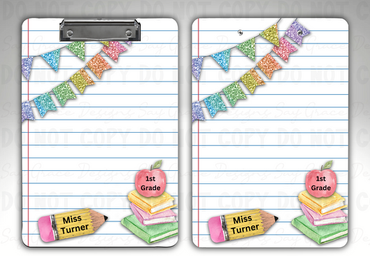 Notebook Paper and Banner Personalized Clipboard