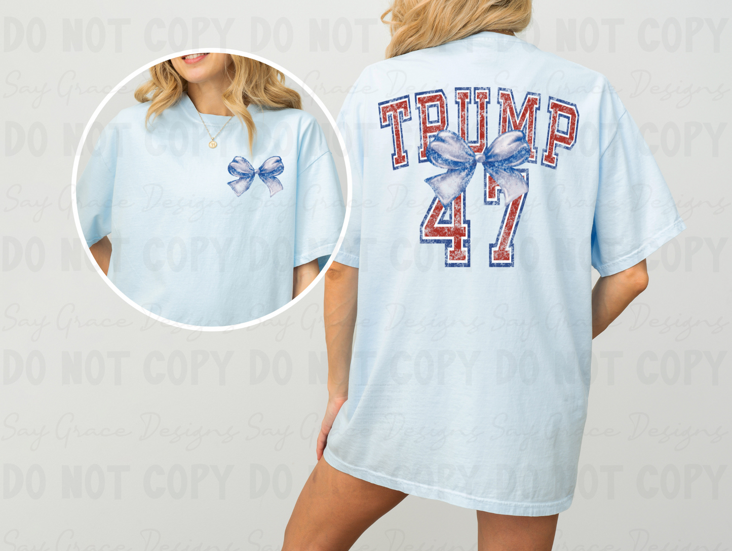 Trump Varsity Bow - Chambray