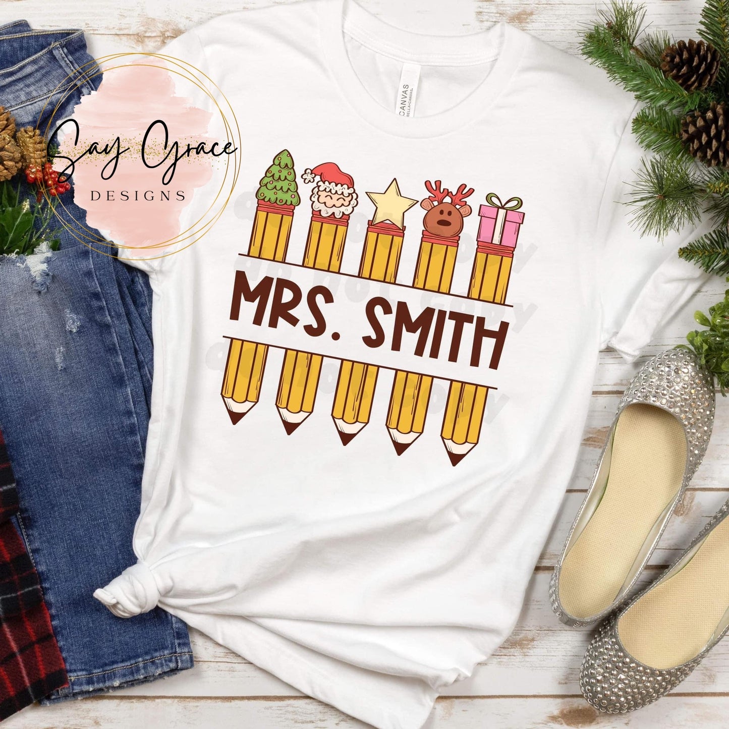 Personalized Christmas Pencils Custom Text