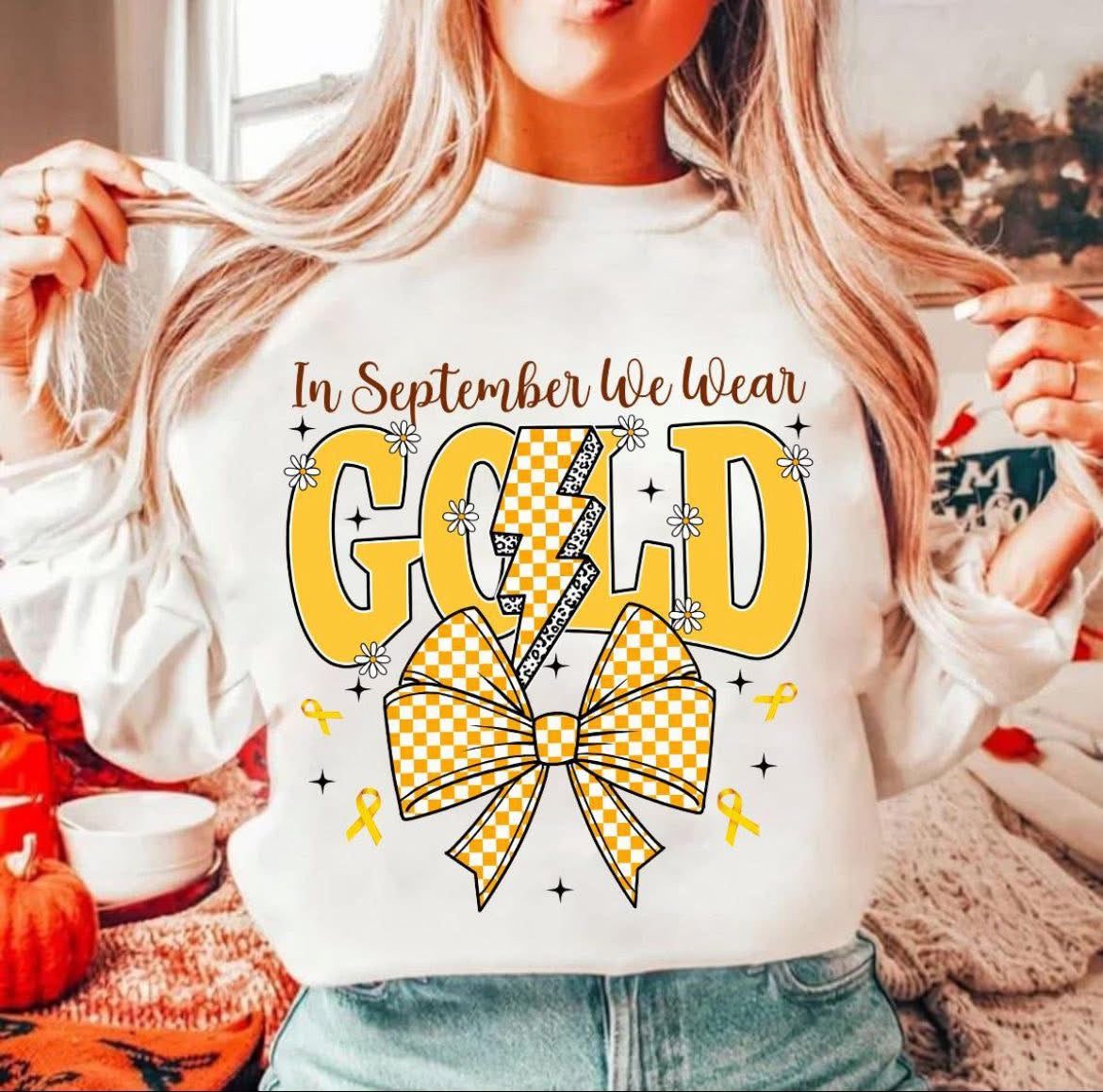 In September We Wear Gold Checkered