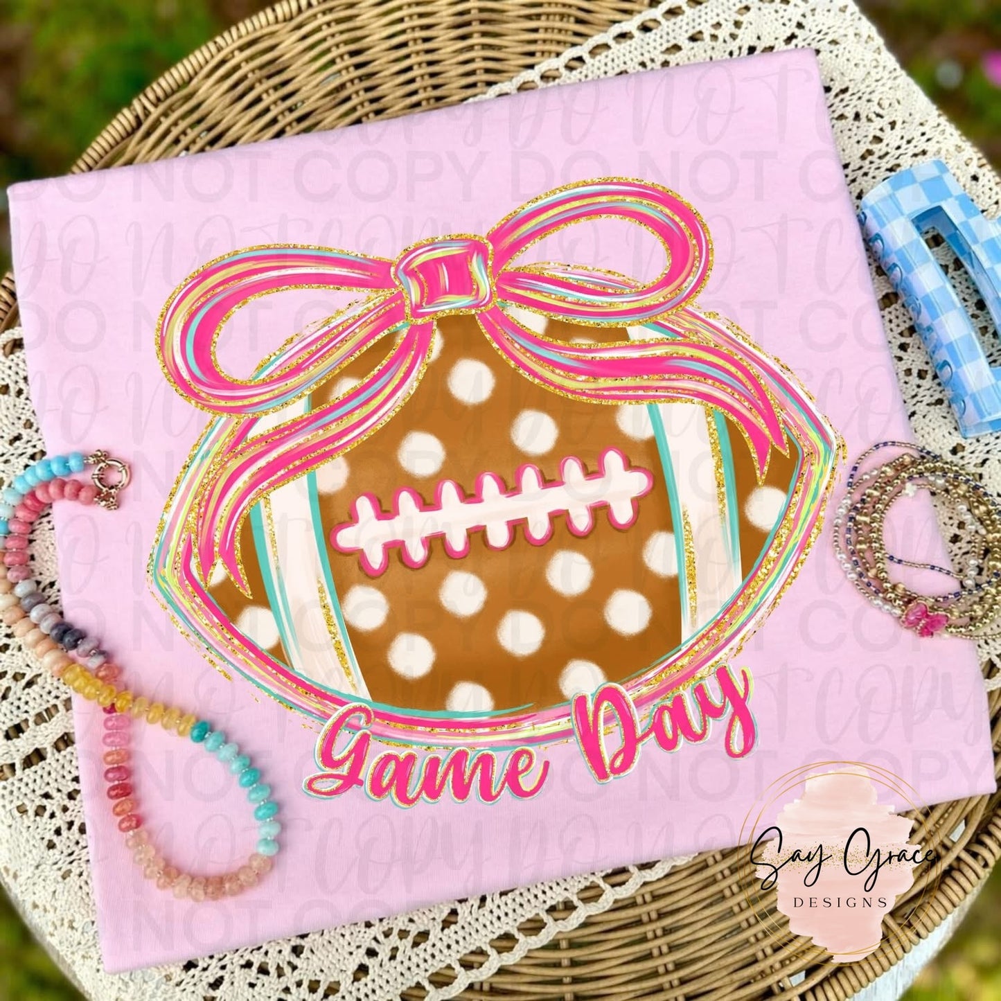 Game Day Football Pink Bow
