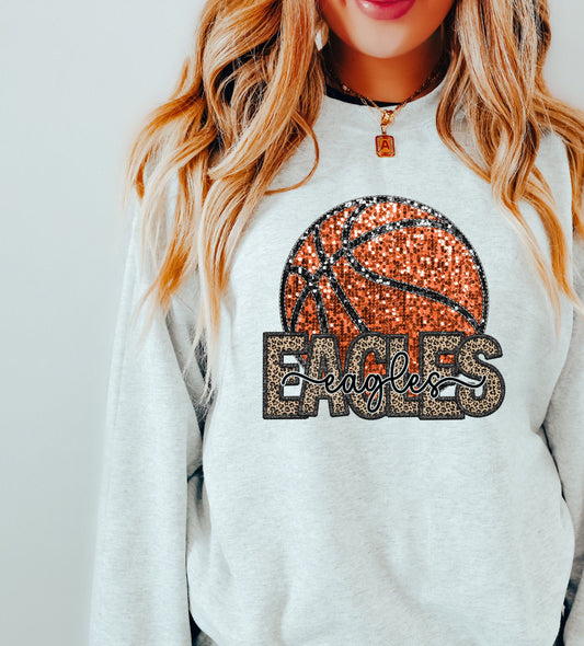 Eagles Basketball Leopard FAUX Sequin/Glitter