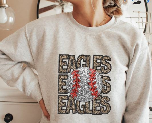 Eagles Baseball Repeat Leopard FAUX Sequin/Glitter