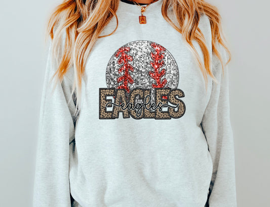 Eagles Baseball Leopard FAUX Sequin/Glitter