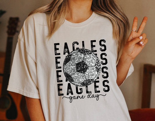 Eagles Soccer Repeat FAUX Sequin/Glitter is