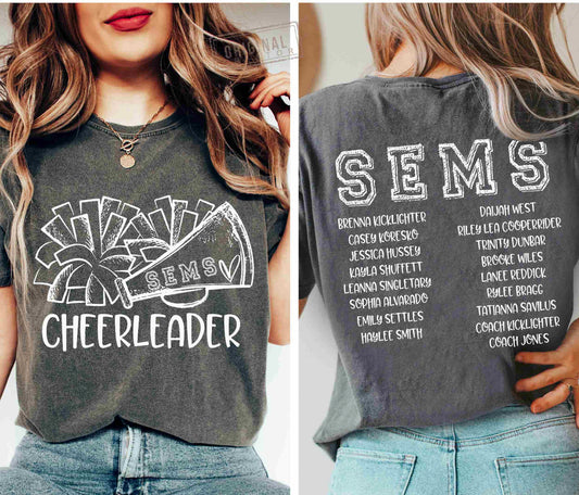 SEMS Cheerleader -Front and Back