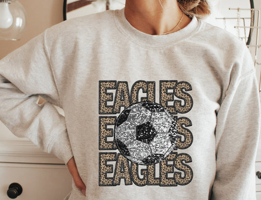 Eagles Soccer Repeat Leopard FAUX Sequin/Glitter