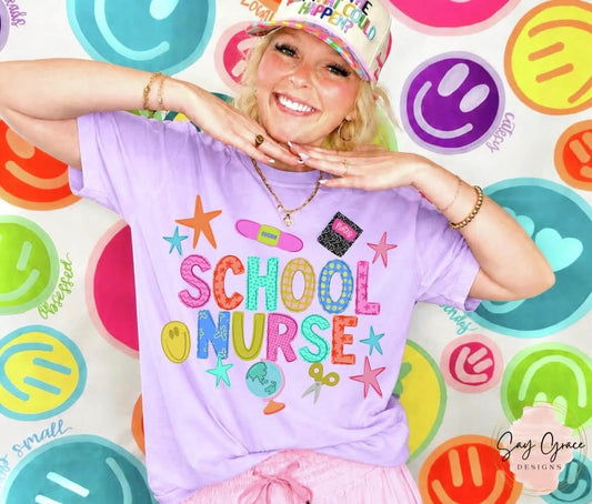 School Nurse Colorful Letters