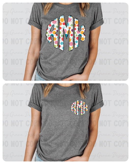 Multicolored Dot Monogram