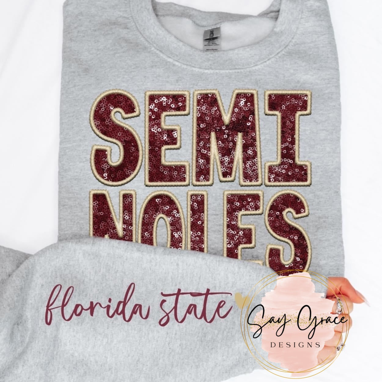 Faux Embroidery Sequin Football Teams