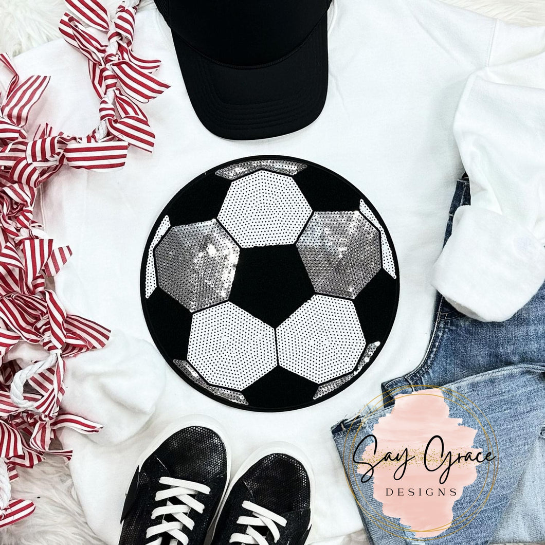 Soccer Sequin Chenille Patch