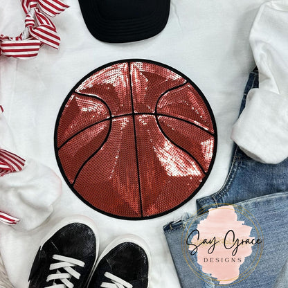 Basketball Sequin Chenille Patch