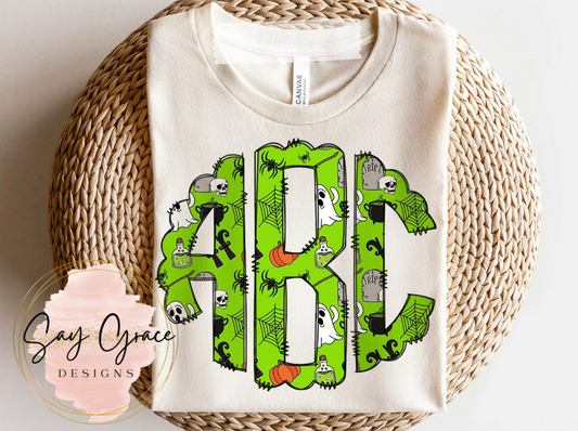 Neon Green Halloween Monogram