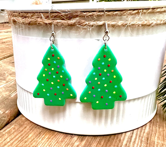 Green Christmas Tree Acrylic Earrings