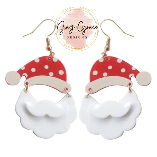 Polka Dot Santa Acrylic Earrings