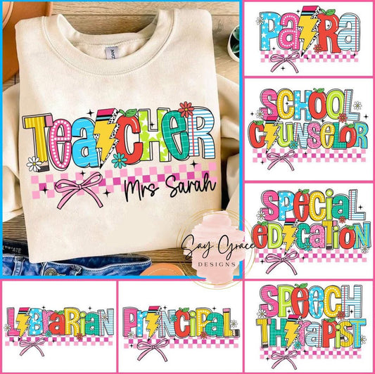 Retro Coquette Colorful Letters with Lightning Bolt (Personalized)
