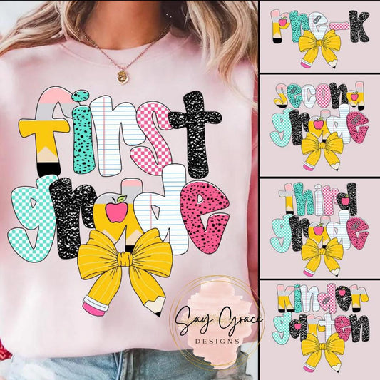 Preppy Doodle Pencil Bow Grade Level