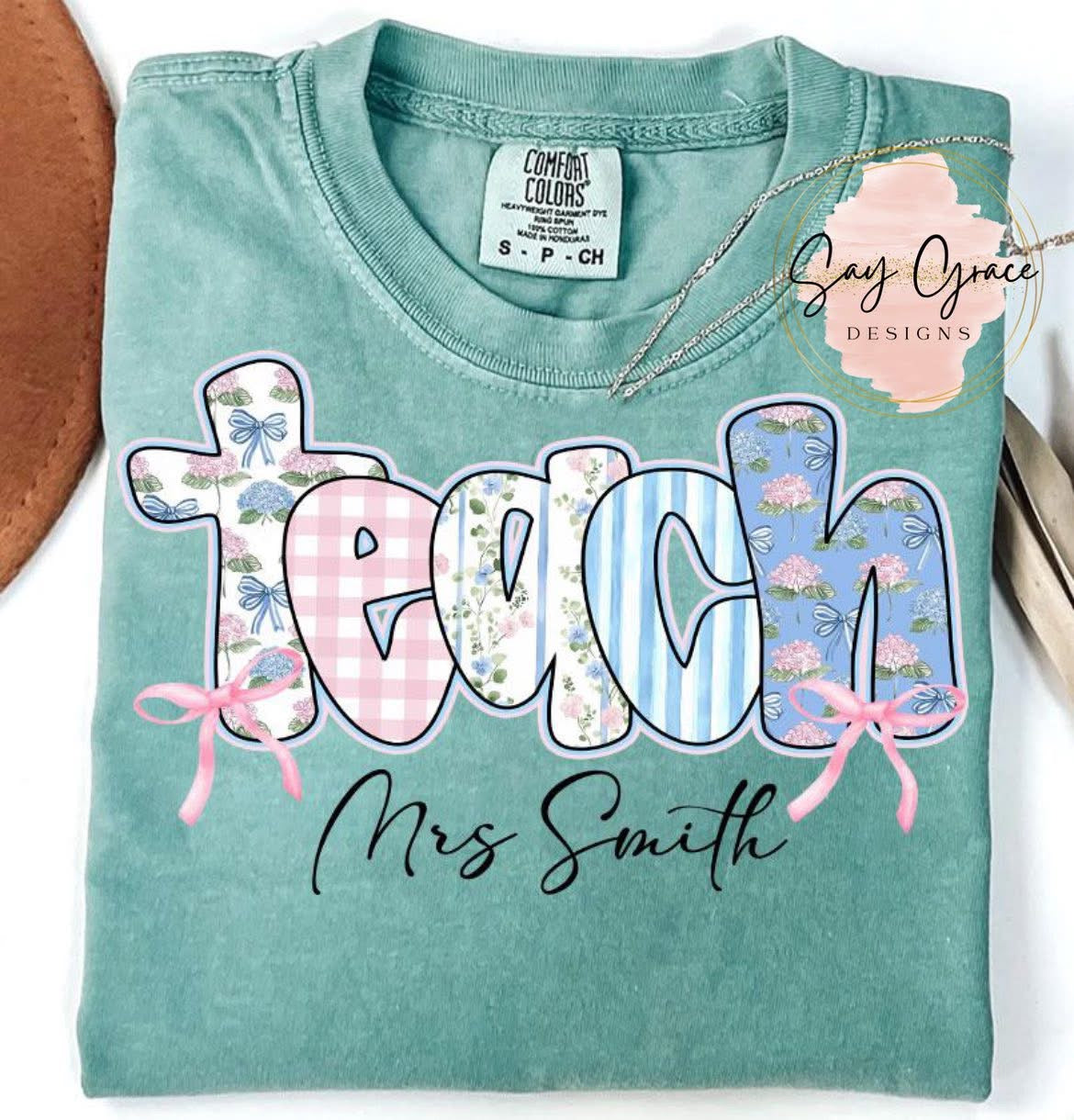 Preppy Teach Floral Coquette PERSONALIZED
