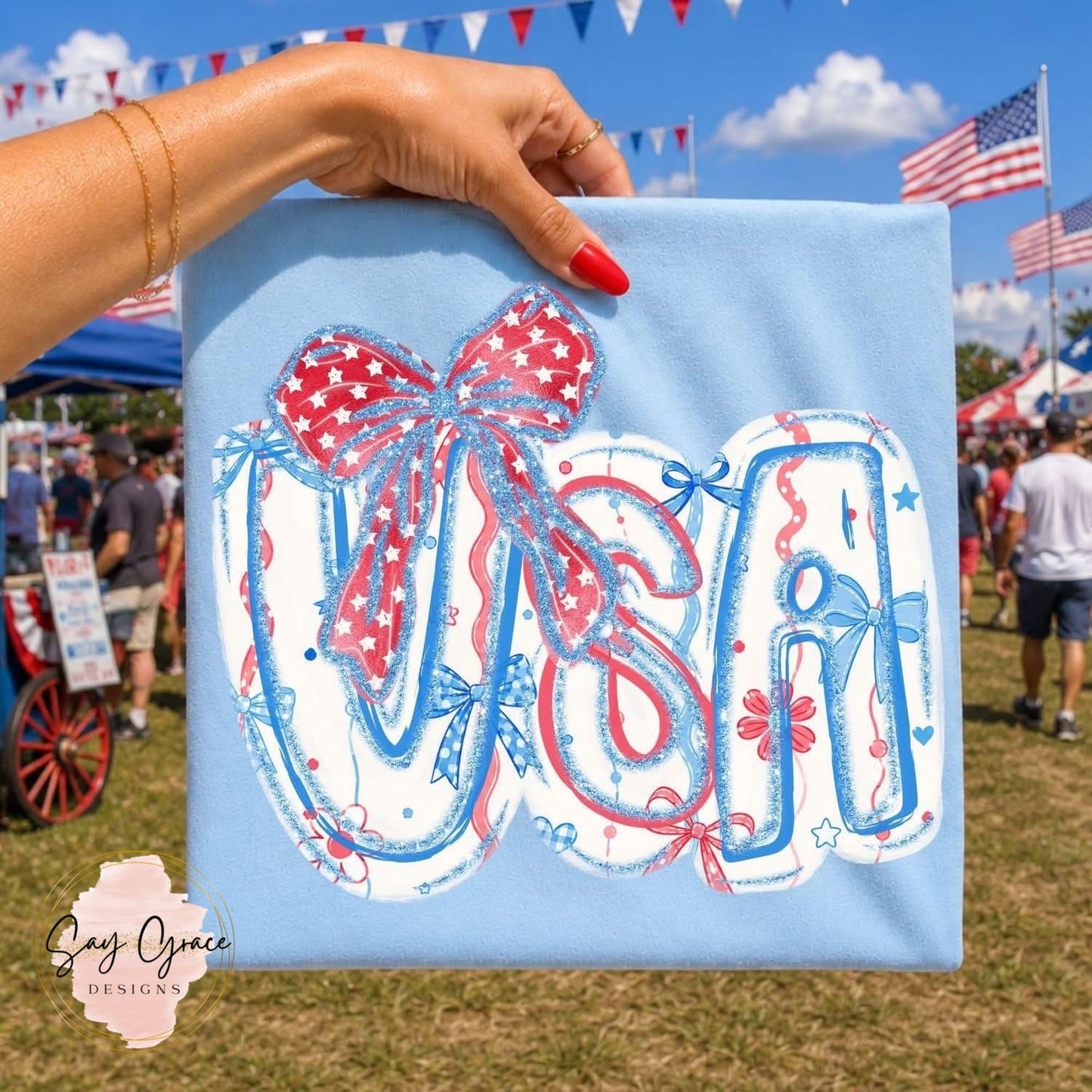 USA Red Polka Dot Bow